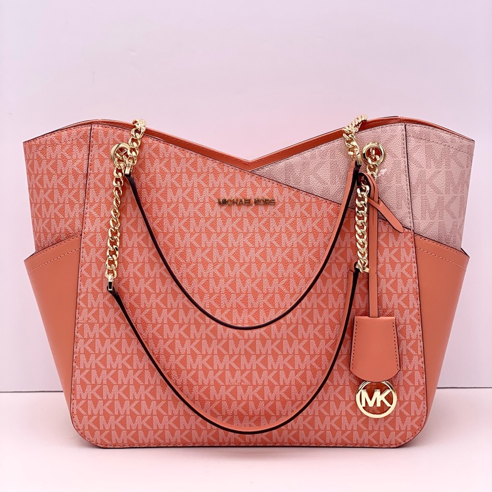 Michael Kors Jet Set Large Color-Block Saffiano Leather Tote Bag - Picture 2 of 12